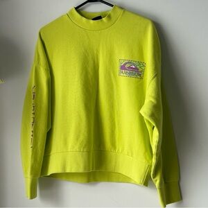 Quiksilver Lime Green Sweatshirt oversize with Purple Logo